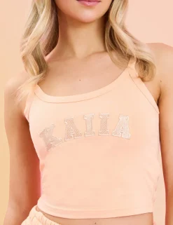Best Kaiia Logo Cami Vest Top Peach Back In Stock | Tracksuits