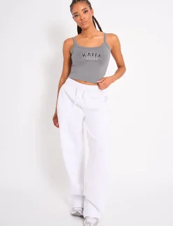 Discount Kaiia Logo Cami Vest Top Charcoal Grey Sculpt & Leisure | Kaiia The Label