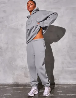 Clearance Kaiia Logo Cuffed Joggers Dove Grey Sculpt & Reset | Sculpt & Leisure