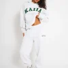 Best Sale Kaiia Logo Cuffed Joggers Light Grey Marl & Forest Green Sculpt & Leisure | Kaiia The Label