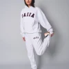 Shop Kaiia Logo Cuffed Joggers Light Grey Marl With Burgundy Sculpt & Leisure | Kaiia The Label