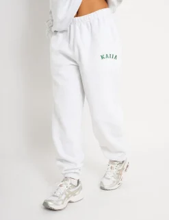 Best Sale Kaiia Logo Cuffed Joggers Light Grey Marl & Forest Green Sculpt & Leisure | Kaiia The Label