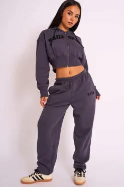 Outlet Kaiia Logo Cuffed Joggers Dark Grey Sculpt & Leisure | Kaiia The Label