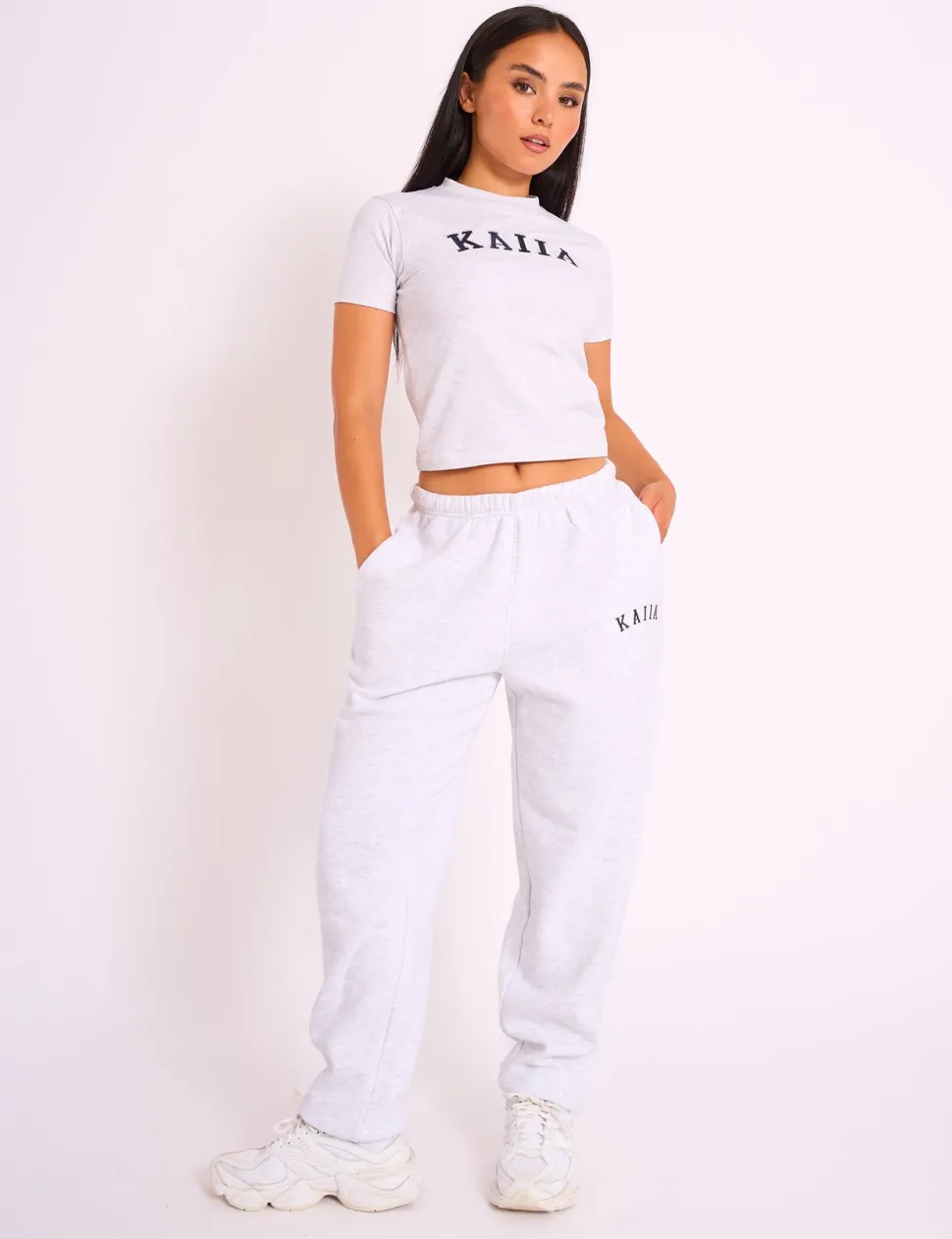Cheap Kaiia Logo Cuffed Joggers Light Grey Marl Sculpt & Leisure | Kaiia The Label