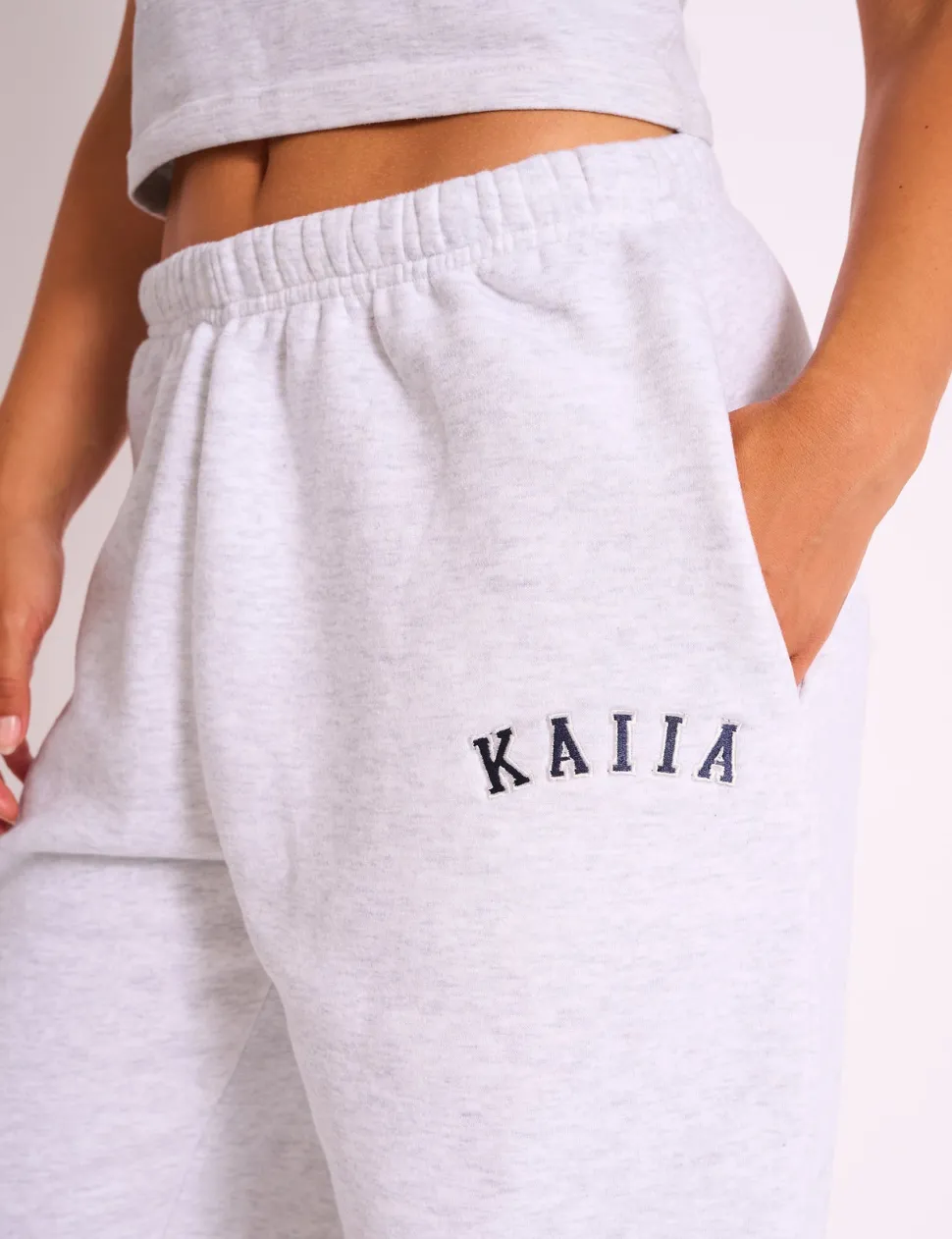 Cheap Kaiia Logo Cuffed Joggers Light Grey Marl Sculpt & Leisure | Kaiia The Label