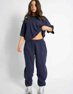 Cheap Kaiia Logo Cuffed Leg Joggers Deep Blue Sculpt & Leisure | Kaiia The Label