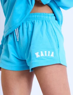 Flash Sale Kaiia Logo Mini Sweat Shorts Turquoise Back In Stock | Sculpt & Leisure