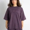 Best Sale Kaiia Logo Oversized T-Shirt Deep Purple Sculpt & Leisure | Kaiia The Label
