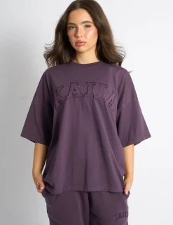 Best Sale Kaiia Logo Oversized T-Shirt Deep Purple Sculpt & Leisure | Kaiia The Label