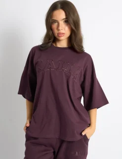 Sale Kaiia Logo Oversized T-Shirt Dark Cherry Sculpt & Leisure | Kaiia The Label