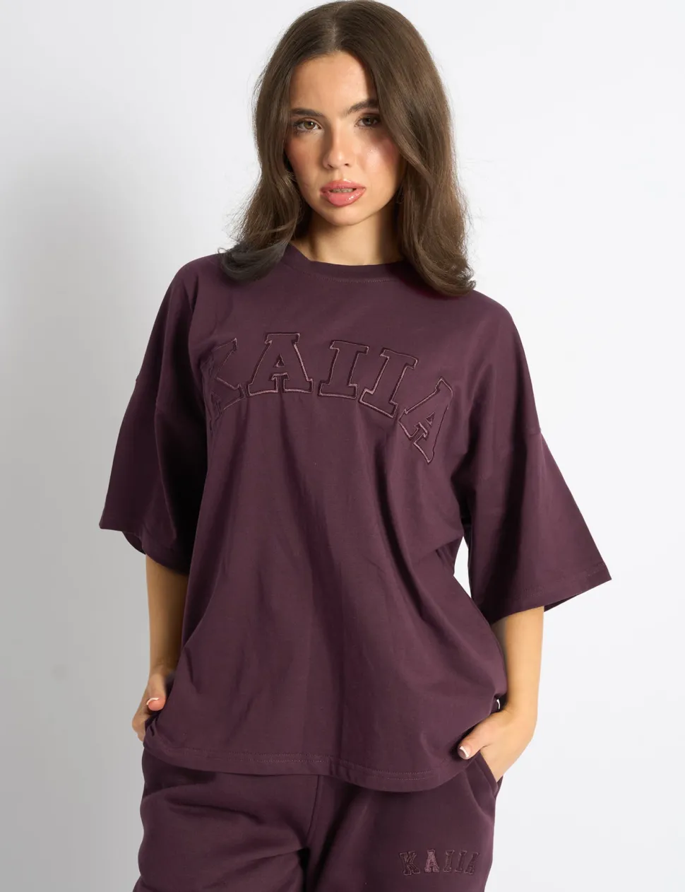Sale Kaiia Logo Oversized T-Shirt Dark Cherry Sculpt & Leisure | Kaiia The Label