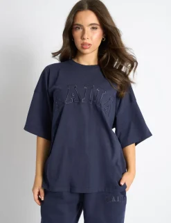Sale Kaiia Logo Oversized T-Shirt Deep Blue Sculpt & Leisure | Kaiia The Label
