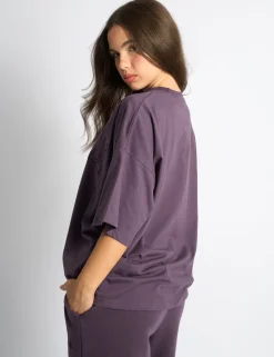 Best Sale Kaiia Logo Oversized T-Shirt Deep Purple Sculpt & Leisure | Kaiia The Label