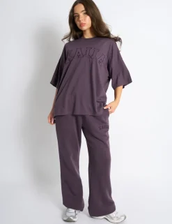 Best Sale Kaiia Logo Oversized T-Shirt Deep Purple Sculpt & Leisure | Kaiia The Label