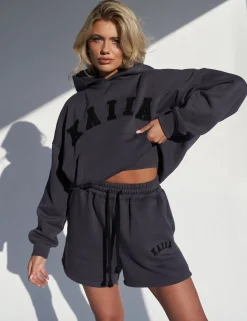 Fashion Kaiia Logo Relaxed Sweat Short Dark Curve | Sculpt & Leisure