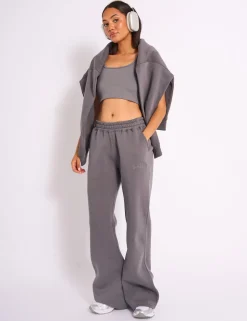 Flash Sale Kaiia Logo Straight Leg Joggers Slate Grey Sculpt & Reset | Sculpt & Leisure