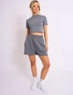 Sale Kaiia Logo Sweat Shorts in Charcoal Grey Sculpt & Leisure | Kaiia The Label
