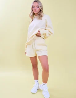 Online Kaiia Logo Sweat Shorts Lemon Back In Stock | Sculpt & Leisure