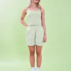 Outlet Kaiia Logo Sweat Shorts Light Green Back In Stock | Sculpt & Leisure