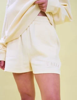 Online Kaiia Logo Sweat Shorts Lemon Back In Stock | Sculpt & Leisure