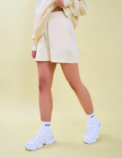 Online Kaiia Logo Sweat Shorts Lemon Back In Stock | Sculpt & Leisure