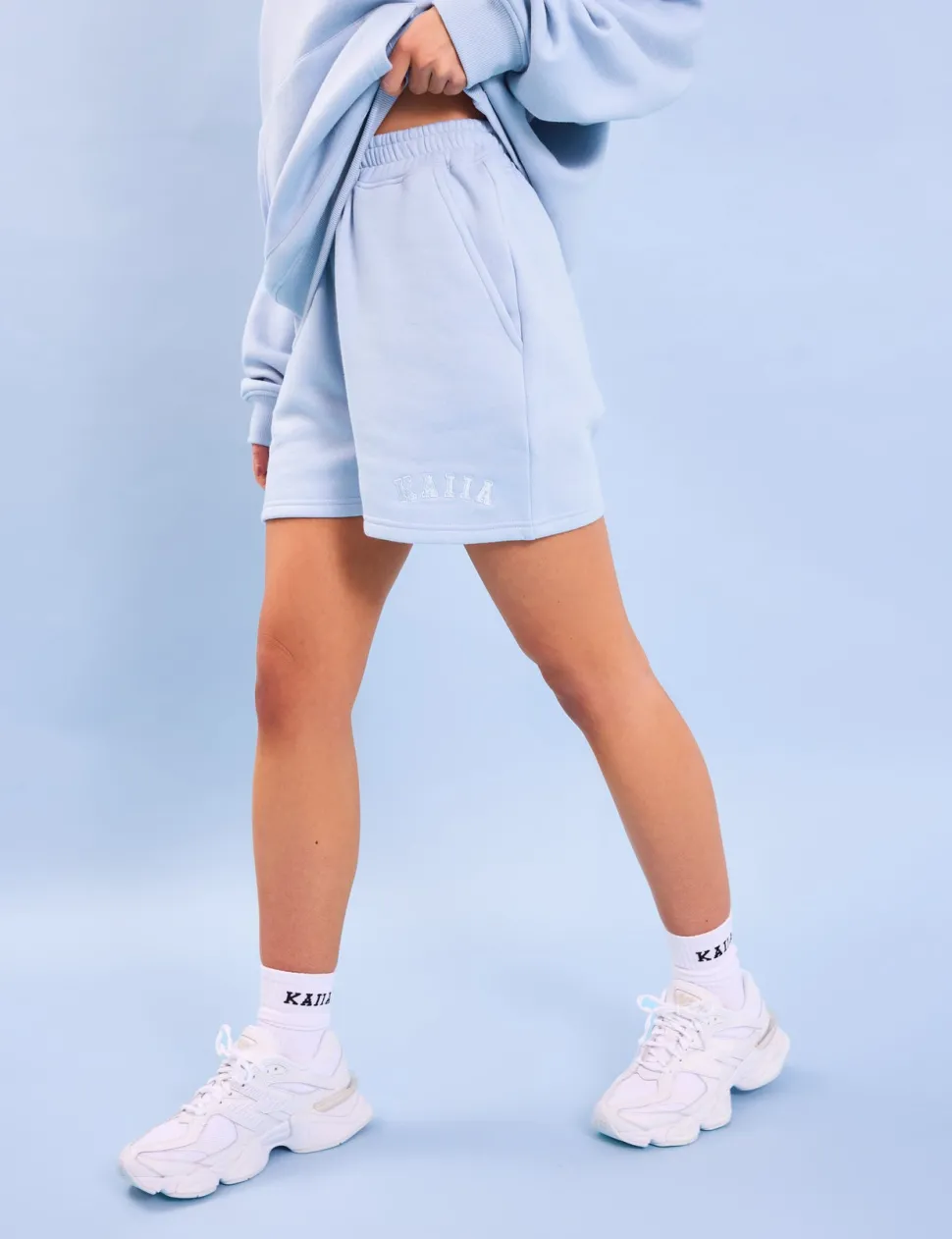 Fashion Kaiia Logo Sweat Shorts Light Blue Sculpt & Leisure | Kaiia The Label