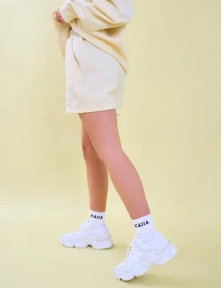 Online Kaiia Logo Sweat Shorts Lemon Back In Stock | Sculpt & Leisure