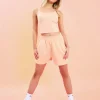 Cheap Kaiia Logo Sweat Shorts Peach Back In Stock | Sculpt & Leisure