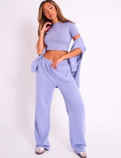 Cheap Kaiia Logo Wide Joggers Ultra Violet Sculpt & Leisure | Kaiia The Label