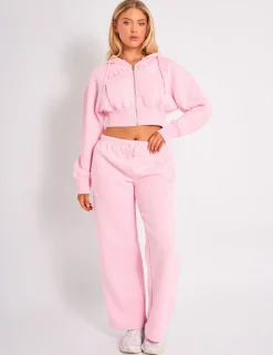Cheap Kaiia Logo Wide Leg Joggers Light Pink Sculpt & Leisure | Kaiia The Label