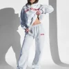 Best Kaiia Logo Wide Leg Joggers Light Marl and Red Sculpt & Leisure | Kaiia The Label