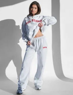 Best Kaiia Logo Wide Leg Joggers Light Marl and Red Sculpt & Leisure | Kaiia The Label