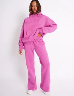 New Kaiia Logo Wide Leg Joggers Bubblegum Pink Sculpt & Leisure | Kaiia The Label
