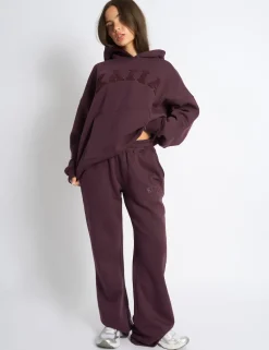 Best Kaiia Logo Wide Leg Joggers Dark Cherry Sculpt & Leisure | Kaiia The Label