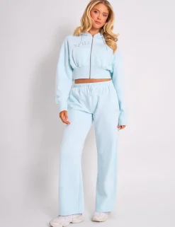 Outlet Kaiia Logo Wide Leg Joggers Light Blue Tracksuits | Tracksuits