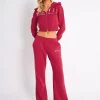 Best Kaiia Logo Wide Leg Joggers Cranberry & Pink Tracksuits | Tracksuits
