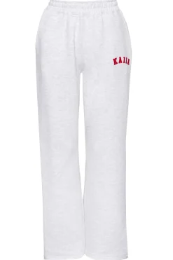 Best Kaiia Logo Wide Leg Joggers Light Marl and Red Sculpt & Leisure | Kaiia The Label