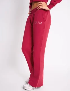 Best Kaiia Logo Wide Leg Joggers Cranberry & Pink Tracksuits | Tracksuits