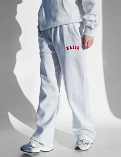 Best Kaiia Logo Wide Leg Joggers Light Marl and Red Sculpt & Leisure | Kaiia The Label