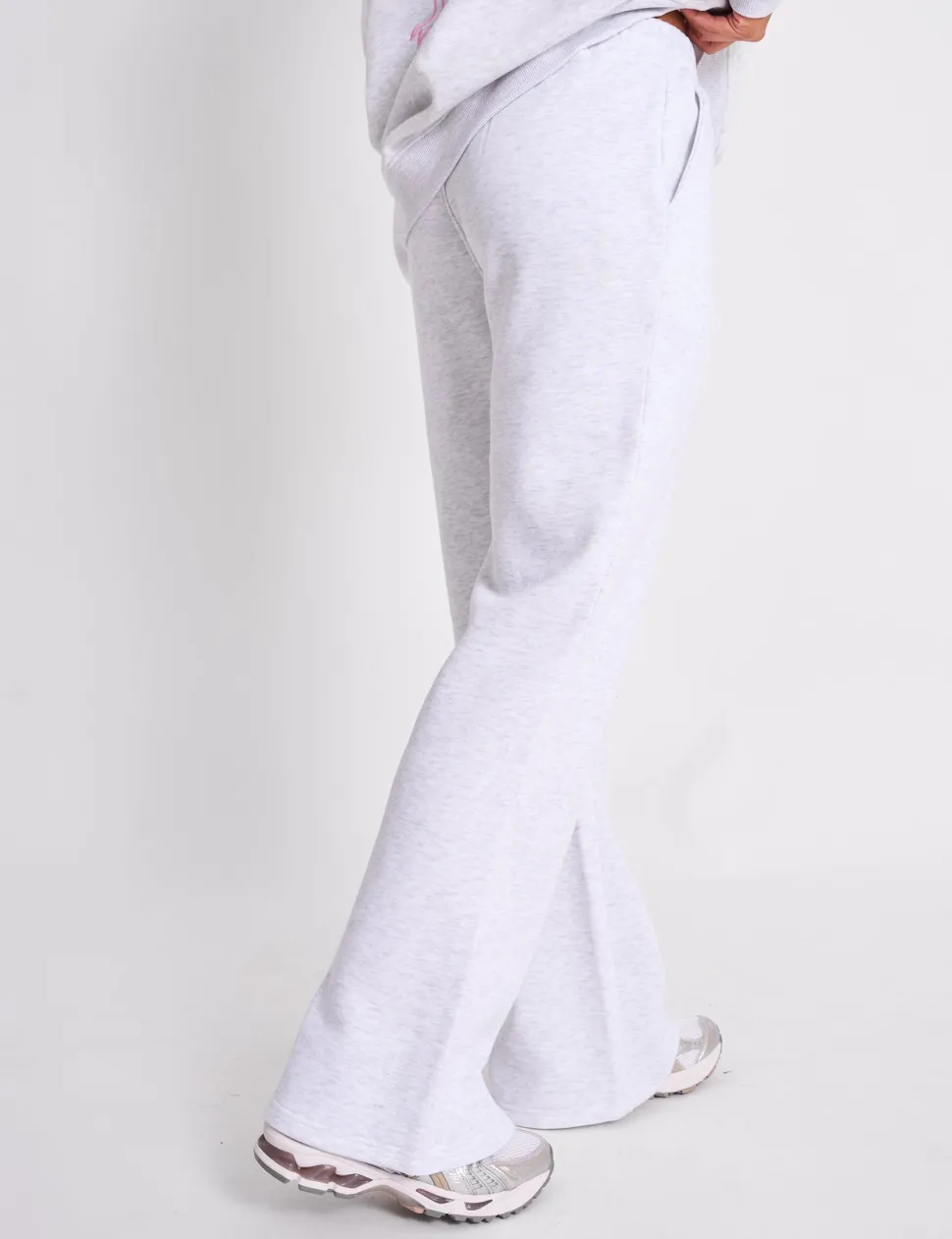 Fashion Kaiia Logo Wide Leg Joggers Light Grey Marl & Baby Pink Tracksuits | Tracksuits
