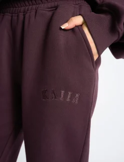 Best Kaiia Logo Wide Leg Joggers Dark Cherry Sculpt & Leisure | Kaiia The Label