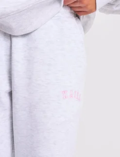 Fashion Kaiia Logo Wide Leg Joggers Light Grey Marl & Baby Pink Tracksuits | Tracksuits