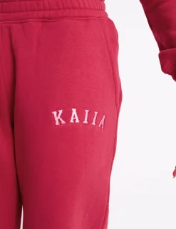 Best Kaiia Logo Wide Leg Joggers Cranberry & Pink Tracksuits | Tracksuits