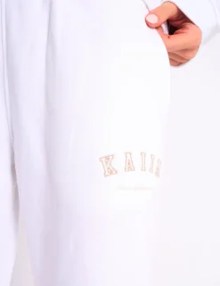 New Kaiia Logo Wide Leg Joggers White & Sand Sculpt & Leisure | Kaiia The Label
