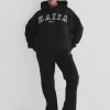 Best Sale Kaiia Logo Wide Leg Sweat Pants in Black Back In Stock | Sculpt & Leisure