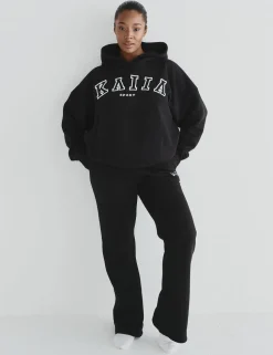 Best Sale Kaiia Logo Wide Leg Sweat Pants in Black Back In Stock | Sculpt & Leisure