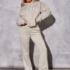 Discount Kaiia Logo Wide Leg Sweat Pants in Stone Sculpt & Reset | Back In Stock