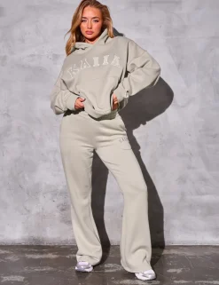Discount Kaiia Logo Wide Leg Sweat Pants in Stone Sculpt & Reset | Back In Stock
