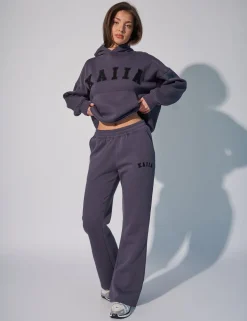Sale Kaiia Logo Wide Leg Sweat Pants in Dark Back In Stock | Sculpt & Leisure