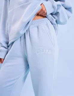 Outlet Kaiia Logo Wide Leg Sweat Pants Light Blue Back In Stock | Sculpt & Leisure